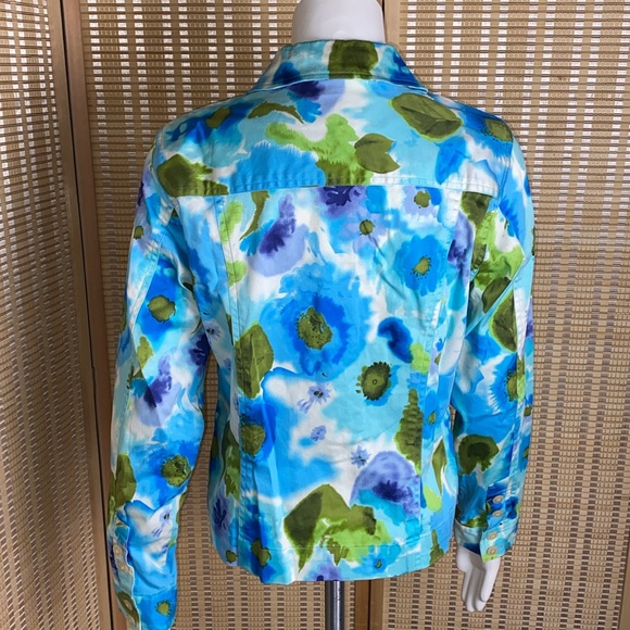 🔷Coldwater Creek Multi-Color Floral Watercolor Print Cotton Jacket Size Small - Picture 6 of 7